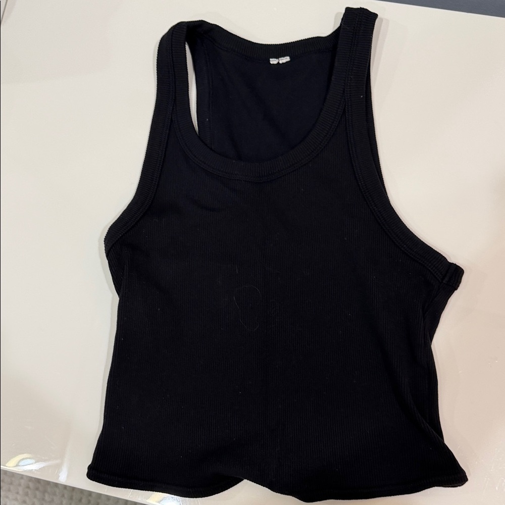 Alo Black Ribbed Racerback Tank - Picture 2 of 3